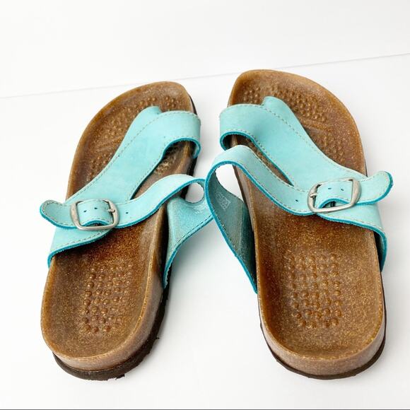 Aqua Leather Comfort Bed Toe Sandal Women’s Size 7 W - Picture 3 of 14